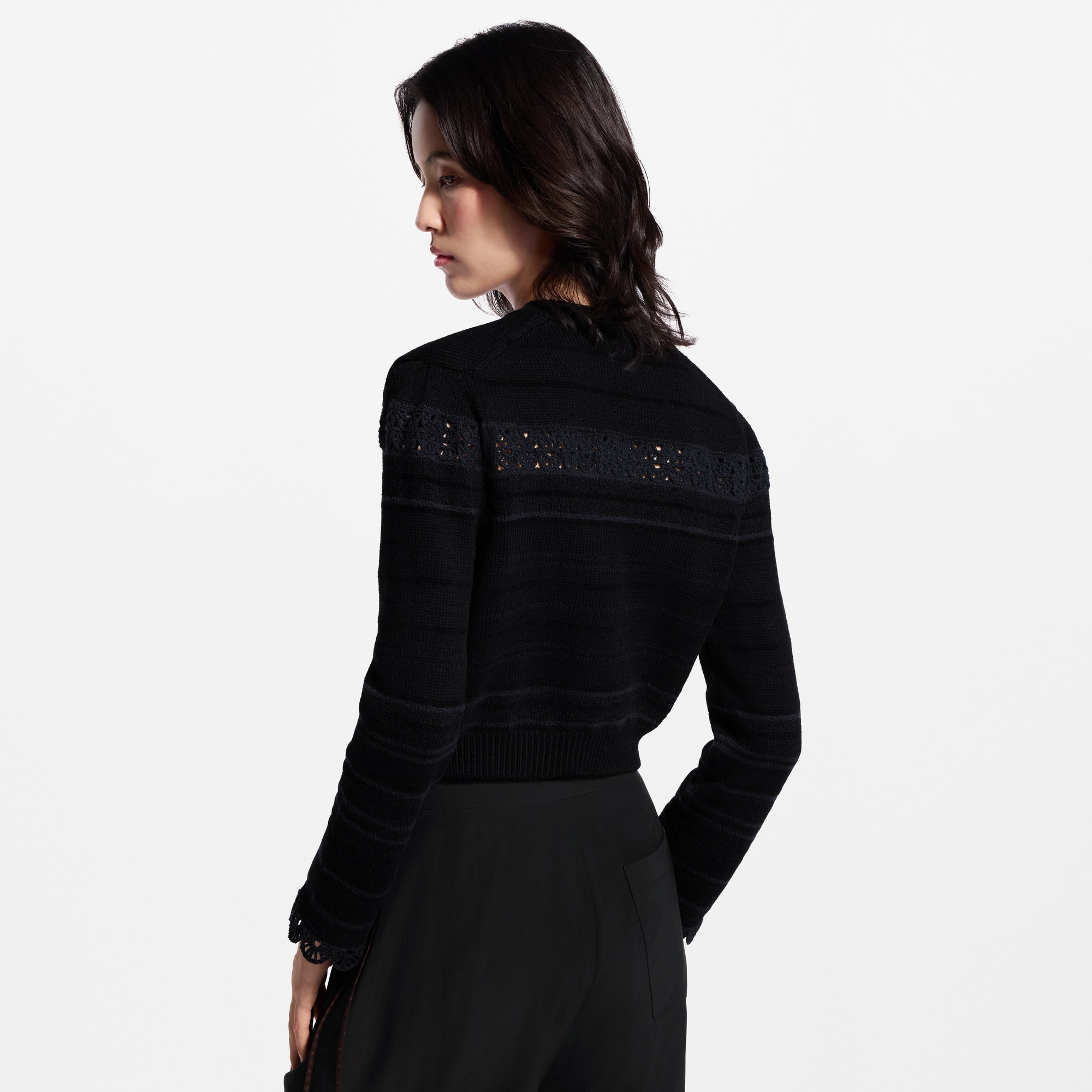 Lace Insert Knit Cardigan - Women - Ready-to-Wear | LOUIS VUITTON ®